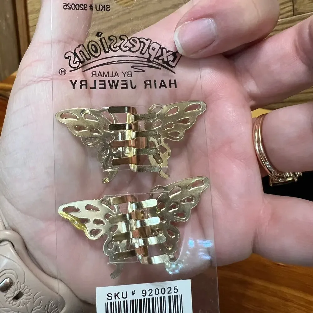 Vintage Hair Jewelry Butterfly Clips Barrette Glitter Expressions Y2K 90's Metal